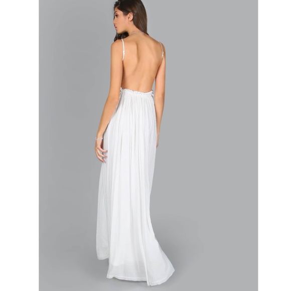 Backless Lace Detail White Maxi Dress - Picture 6 of 17